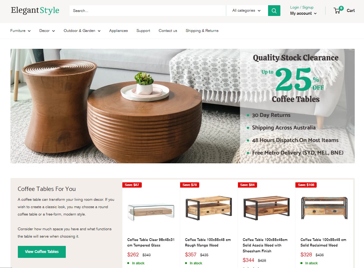 elegant style furniture company in australia